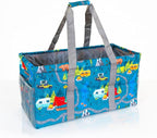 Extra Large Utility Tote Bag - Oversized Collapsible Reusable Wire Frame Rectangular Canvas Basket With Two Exterior Pockets For Beach, Pool, Laundry, Car Trunk, Storage - Camping by Lucazzi