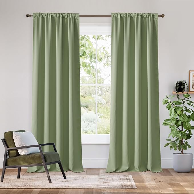 RYB HOME Bedroom Blackout Curtains 80 inches Long, 100% Blackout | Thermal Insulated, Noise Reducing, Curtains for Living Room Nursury, For Sleep, W42 x L80, Biscotti Beige by RYBHOME