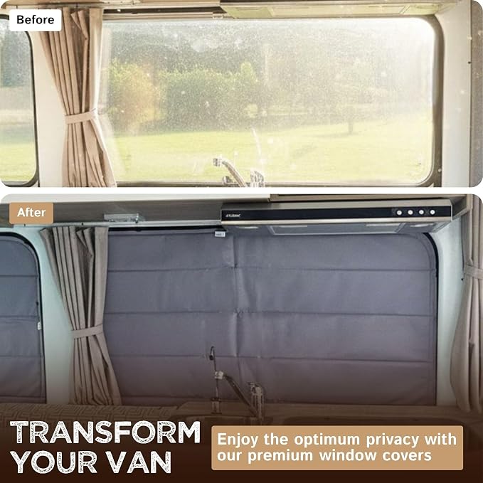 Living in a Bubble Insulated Blackout Mid Right Side Window Cover for Mercedes Sprinter Van Year 2007-2026 170" Length LWB & XLWB, NCV3 & VS30 (Bare Metal Frame) - Image 4