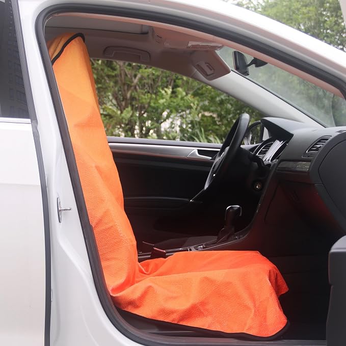 Car Seat Cover Protector Front Seats,for Gym Workout,Running,Swimming,Beach and Hiking,Waterproof Sweat Towel Bucket Seat Covers for Cars SUV Trucks (Orange, 2Pcs) - Image 6
