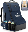 RAINSMORE Padded Car Seat Travel Bag for Airplane Car Seat Backpack, Blue | Fits Infant Carrier & Boosters, Heavy-Duty Car Seat Cover for Air Travel Gate Check Carrier Bags for Airport with Side Pocket by RAINSMORE