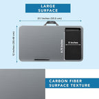 LAPGEAR Home Office Lap Desk – Silver Carbon, Fits 15.6” Laptops | Built-In Mouse Pad & Phone Slot, Integrated Device Ledge, Dual-Bolster Microbead Cushion, Carry Handle - Image 5