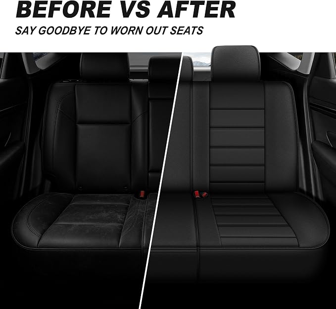 IKABEVEM for Chevy Colorado Seat Covers 2015-2025 2026 5 Seats Full Set | Luxury Waterproof Faux Leather Pickup Seat Protectors Fit Chevrolet WT LT Custom Trail Boss Z71 ZR2,Black - Image 5