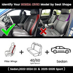 HKZ Custom Fit Civic Seat Cover Full Set for Honda Civic 4 Door Sedan-Only (2022 2023 2024 EX)&(2025-2026 Sport),5-Seats Full Set,Leather Seat Protector(Black) - Image 2