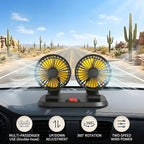 12V Dual Head Car Fan for Dashboard, 2-Speed Portable Vehicle Cooling Fan, 360° Rotatable Cigarette Lighter Powered Air Circulator for SUV RV Truck Sedan - Image 8