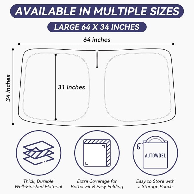 Cooling Windshield Sun Shade for Ford F150 2015-2026, 240T Beige, Foldable | Heat-Insulating Fabric, 99% UV Protection and Heat Insulation, Storage Bag Included, for Cars SUVs and Trucks, Easy to Store - Image 9