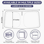 Cooling Windshield Sun Shade for Ford F150 2015-2026, 240T Beige, Foldable | Heat-Insulating Fabric, 99% UV Protection and Heat Insulation, Storage Bag Included, for Cars SUVs and Trucks, Easy to Store - Image 9
