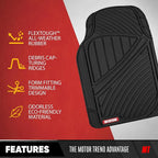 Motor Trend FlexTough Performance All Weather Rubber Car Mats with Cargo Liner - Full Set Front & Rear Floor Mats for Cars Truck SUV, Automotive Floor Mats (Black) - Image 4