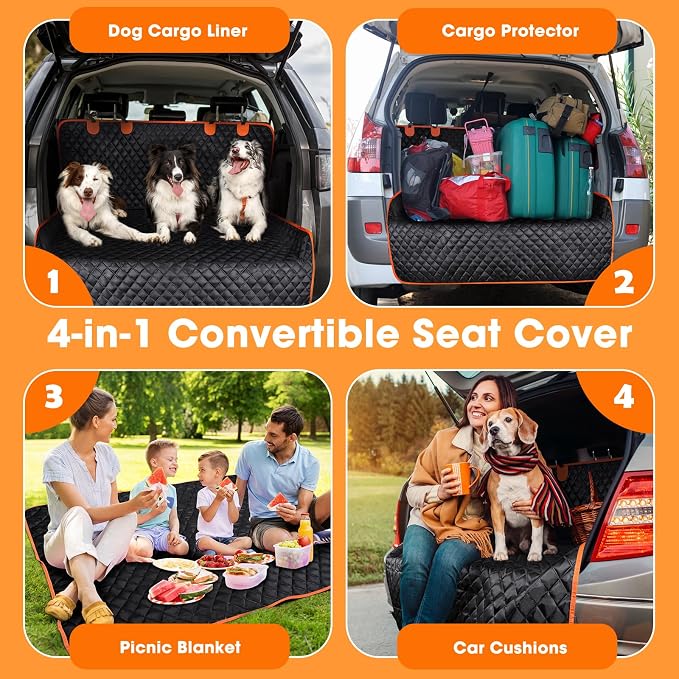 MIXJOY SUV Cargo Liner for Dogs, Waterproof Cargo Liner for SUV, Pet Dog Cargo Cover Mat with Bumper Flap Protector, Nonslip Car Trunk Mat for Sedans Vans, Universal Fit (90" L x 55" W) - Image 4
