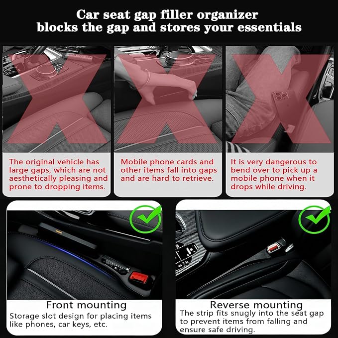 Car Seat Gap Filler Organizer of 2, 2 in 1 Car Gap Filler(Beige) | Universal Gap Filler with Storage Pockets, No Drop Seat Guard for Phones Keys Cards,Car Accessories for Most Cars Trucks SUVs - Image 3
