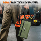 Tool Pouch 2-Pack 12" 10", Divider Zipper Bag, Small Tool Box Organizer | Waterproof, Heavy-duty Oxford, Smooth Zipper, D-Ring, Storage Case for Car Work Tool. Electrician Gift, Orange/Green - Image 5