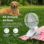 IRIS USA 5" Battery Operated Clip On Fan, D-Battery Powered, Outdoor, White | Compact Foldable Personal Fan, Portable Travel Mini Desk Fan, Pet Stroller Car Fan, Office Bedside Picnic Camping Outdoor - Image 5
