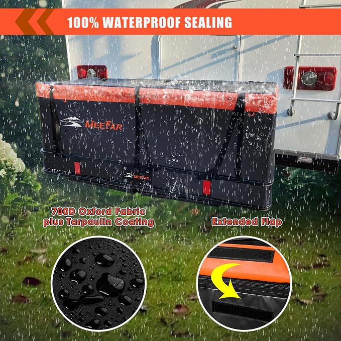 Hitch Mount Cargo Carrier Luggage Bag Waterproof 16 Cubic Feet Luggage Rack | Soft Shell Luggage Bag,Include 8 Reinforced Straps,Combination Lock,for All Vehicle with Steel Trailer Cargo Carrier Basket - Image 7
