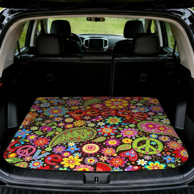 Car Trunk Mat - Universal Size 29" x 39", Floral Pattern Cargo Liner | Car Accessory for SUVs/Sedan/Wagons, Durable Protective Mat, Trunk Liner for Families/Travel Enthusiasts by Unknown