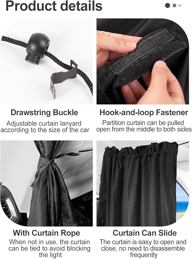 PAMASE Car Divider Curtain, Wide Blackout for Sedans, SUVs & Vans | Wide Sedan SUV Accessories, for Kids, Baby, Travel, Camping, Nap, Sleeping - Image 6