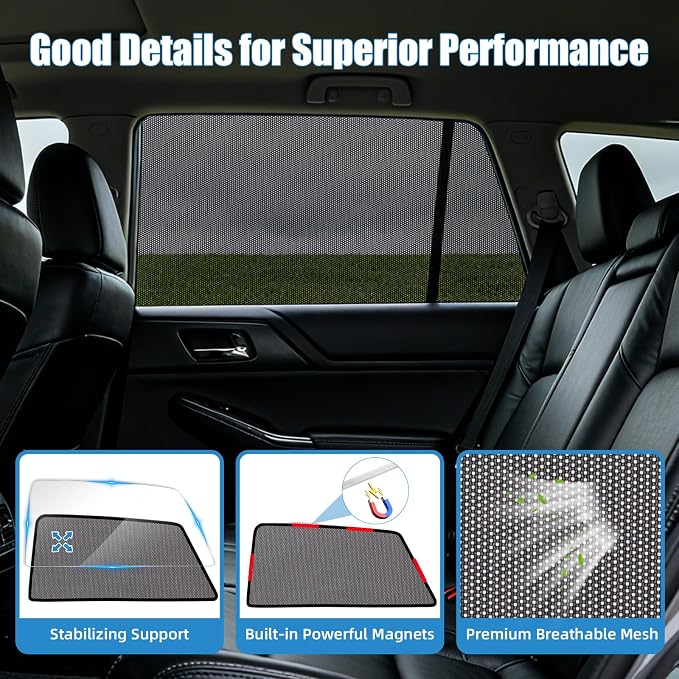 Outback Window Shades 2021-2024, Rear Side Mesh, 2PCS | Custom Fit Window Shades, Breathable Mesh Blocks UV Rays, Reduces Heat & Glare, Creates Comfort for Babies & Rear Passengers - Image 7