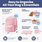 Rubyloo Dog Travel Backpack for Supplies - Dog Diaper Bag with Travel Bowls | 2 BPA-Free Bowls; Food Container & Treat Pouch; Placemat; Laptop Sleeve; Poop Bag Dispenser, Hiking, Camping & Road Trips, - Image 3