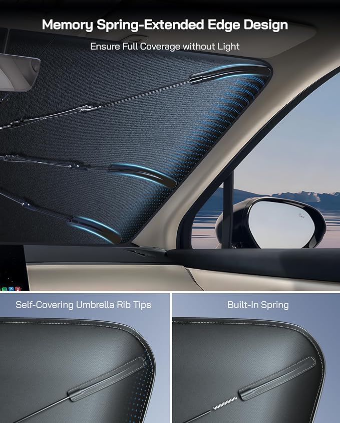 Windshield Sun Shade Umbrella for Mercedes-Benz GLE SUV 2016-2019,Foldable Car Accessories Front Window Sunshade, Titanium Silver Coating for UV Ray Block,Keep Car Cool UDS - Image 3