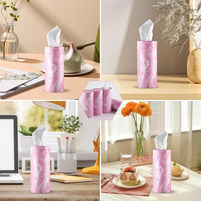 SINGARO Car Tissue Holder, 4 Pack Car Cup Holder Facial Tissues with Travel Tissue Bag, Quick and Convenient Flower Combination Car Tissue Box(4 Canisters/200 Tissues) Pink - Image 6