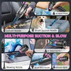 KMM Handheld Car Vacuum Cleaner, Hand Held Vacuum & Air Duster | 10000PA Strong Suction, Portable, 120W High Power, Cordless, Rechargeable, Multi-Nozzles & LED Light, For Home, Car, Office - Image 5