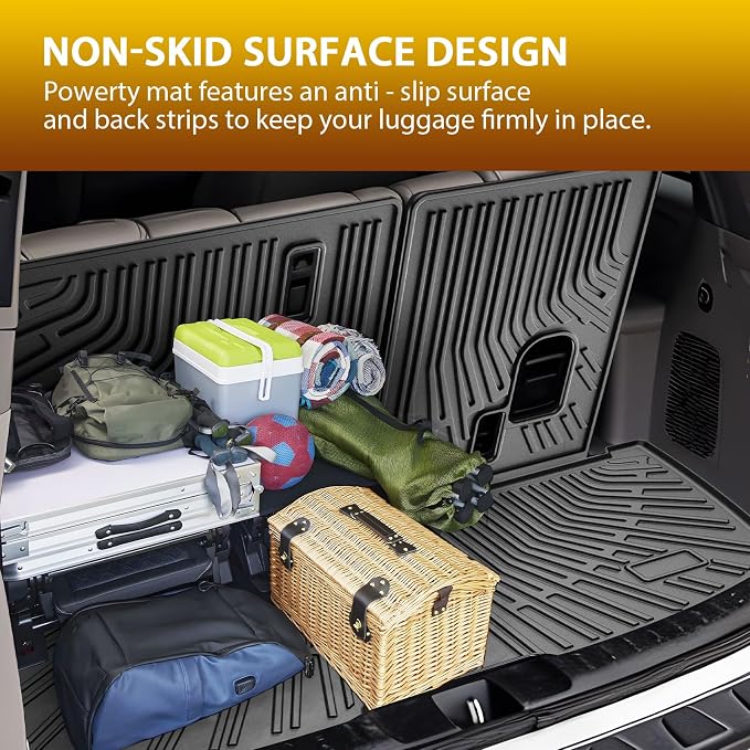 Powerty Cargo Mat with Backrest Mat for Honda Pilot 2009-2015, All Weather TPE Cargo Mat Liner for Pilot Rear Trunk - Image 4