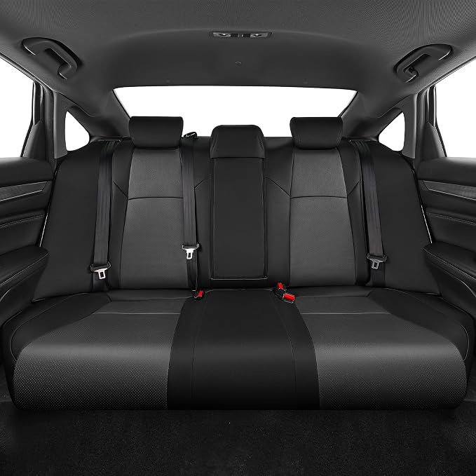 Custom Fit Seat Covers for Honda Accord 2018-2022 | EX-L,Touring,Sport,EX,Hybrid-Faux Leather Waterproof Airbag Compatible Accord Seat Covers Full Set Black&Gray(Not for LX) - Image 2