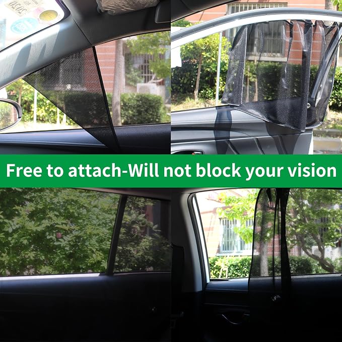 Ovege Car Window Shade 2pcs -Car Side Window Sun Shade Baby UV Protection Privacy Suction Magnetic (Back Seat 2pcs), Semi-Transparent - Image 4