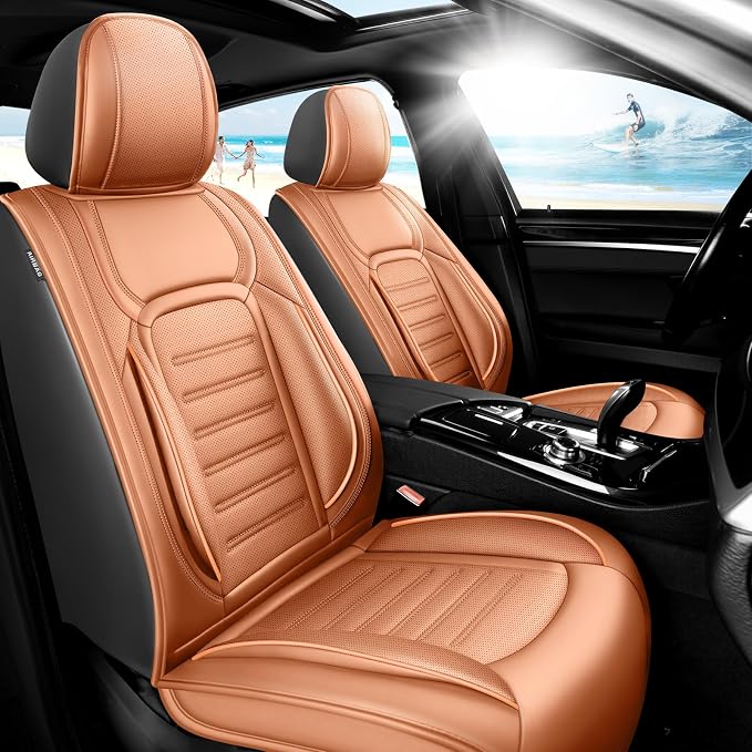 Fit Corolla Car Seat Covers for Toyota Corolla 2000-2025 2026 -Premium Leather, Waterproof，Breathable，All-Weather Seat Cushion Protecto & Airbag Compatible, Full Set Brown by Unknown
