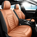Fit Yaris Car Seat Covers for Toyota Yaris 2007-2019 2020 -Premium Leather, Waterproof，Breathable，All-Weather Seat Cushion Protecto & Airbag Compatible, Full Set Brown by Unknown