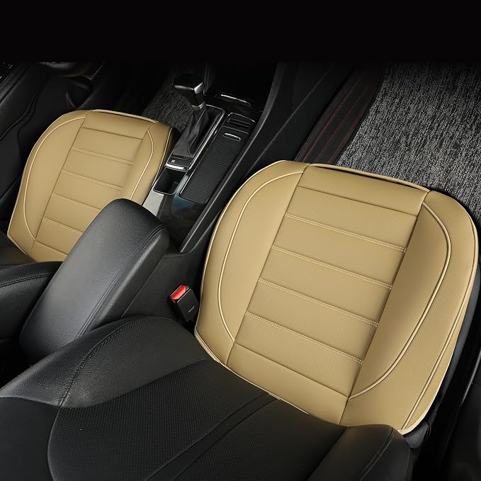 1 Pack Leather Front Car Seat Covers,Bottom Seat Covers for Cars,Driver Car Seat Cover,Luxury Seat Protectors,Waterproof,Full Wrap,for Most Vehicles,Sedan,Truck,SUV(Beige) - Image 7