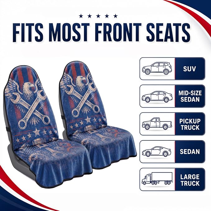 Car Seat Towel Cover 2 Pack for Front Seats, Sweat Absorbent Car Seat Protector with Non-Slip Backing, Waterproof Towel Car Seat Covers for Runners, Gym, Swimming, Beach, Eagle Gear - Image 6