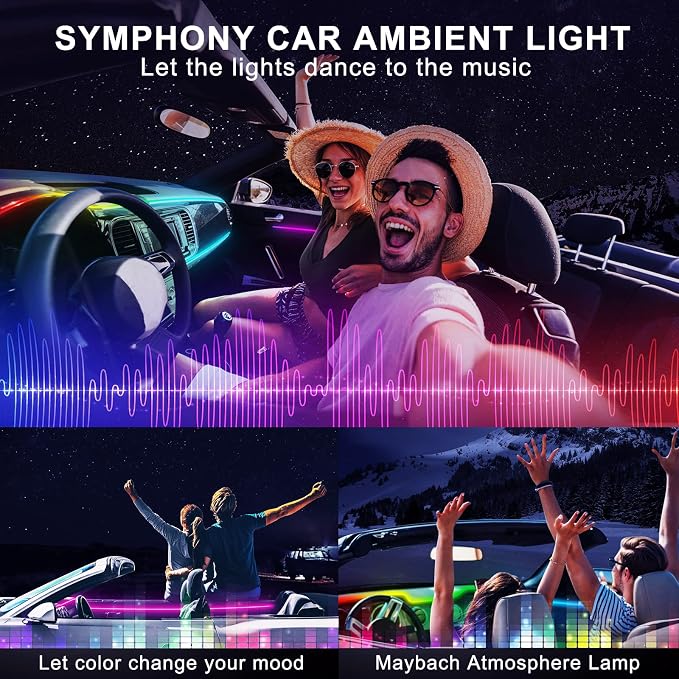 Acrylic Interior Car LED Strip Light with Wireless APP, RGB 10 in 1 with 175 inches 593 LEDs Fiber Optic Ambient Lighting Kits, 16 Million Colors Sound Active Function Car Neon Lights - Image 7