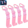 Amooca 4 Pack Anti-drop Headrest Hooks Adjustable Car Seat Organizer | Universal Fit with Clip, Hanger for Backpack Umbrella Water Bottle Coat Purses Handbags Groceries, 40lb Heavy Duty, Pink by Amooca