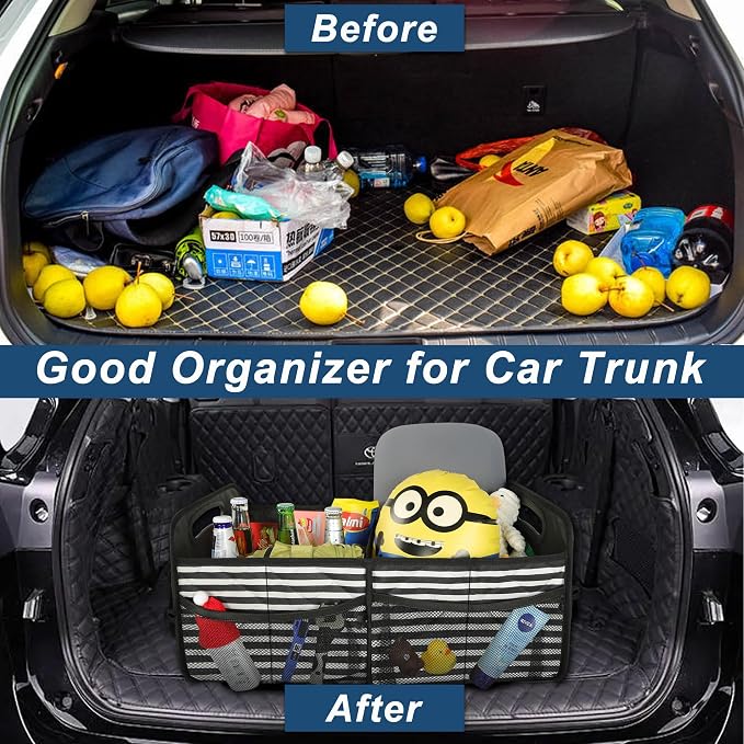 Deosk Trunk Organziers and Storage with Reinforced Handles,Car Accessories for Women/Men 50L Waterproof Polyester Trunk Organzier for Car/SUV/Minivan/Truck(Medium,Stripe) - Image 5