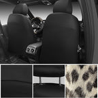 CAR PASS Leopard Print Faux Leather Car Seat Covers & Leopard Car Mats&Leopard Steering Wheel Cover Seat Belt Universal Car Accessories for SUV,Van,Saden,Truck Automobile Interior Sets(Gold Black) - Image 4