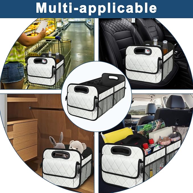 Deosk Car Trunk Organizer for SUV, Car Organizers and Storage with Reinforced Handles, Car Accessories for Women/Men 70L Waterproof Polyester Trunk Organizer(Large, Beige) - Image 7