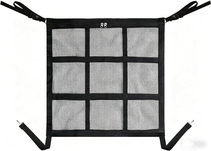 Dog Car Barrier, 9-Grid Reinforced Sturdy Pet Car Divider, Breathable Double-Layer Mesh with Zipper Storage, Easy to Install, Pet Travel Safety Barrier for SUVs, Sedans & Trucks by Unknown