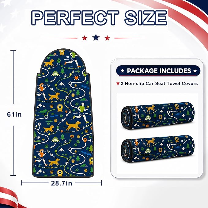 Car Seat Towel Cover 2 Pack for Front Seats, Sweat Absorbent Car Seat Protector with Non-Slip Backing, Waterproof Towel Car Seat Covers for Runners, Gym, Swimming, Beach, Dog Runner Trail - Image 7