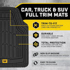Cat® ToughRide™ Heavy-Duty 3 Piece Rubber All Season Floor Mats for Car Truck Van SUV, Black - Premium Trim to Fit Cars Floor Mat, All Weather Deep Dish Automotive Floor Mats, Total Dirt Protection - Image 2