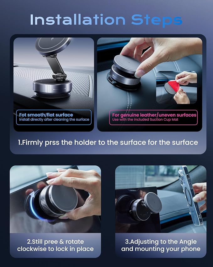 avedio links 15W Vacuum Magnetic Wireless Car Charger Mount with Adapter | 360° adjustable vacuum mount. 108+LBS suction & 3800gf magnets. 15W fast charge for iPhone 12-17 series. Adapter included - Image 9