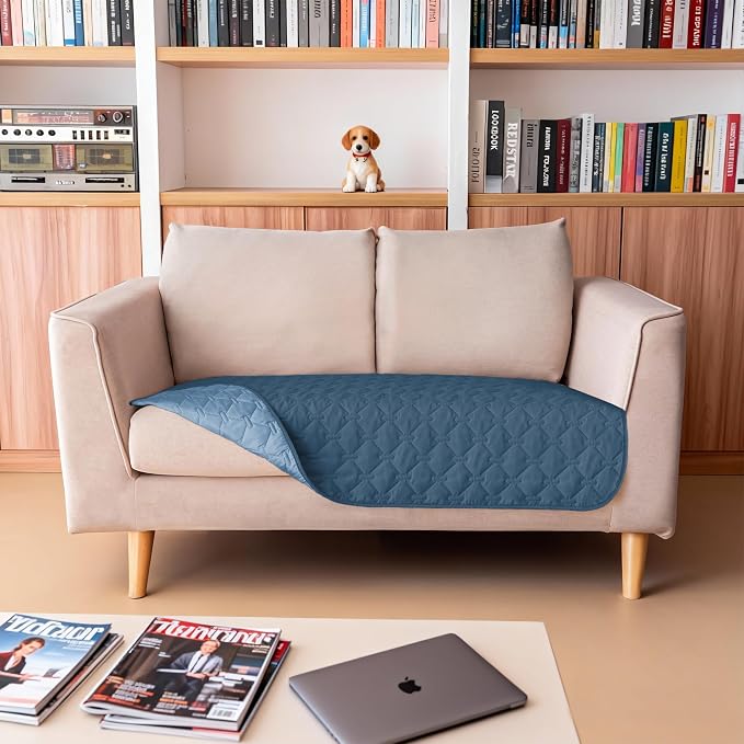 gogobunny 100% Double-Sided Waterproof Dog Bed Cover Pet Blanket Sofa Couch Furniture Protector for Puppy Large Dog Cat, Reversible (32x53 Inch (Pack of 1), Dark Blue/Light Blue) - Image 5