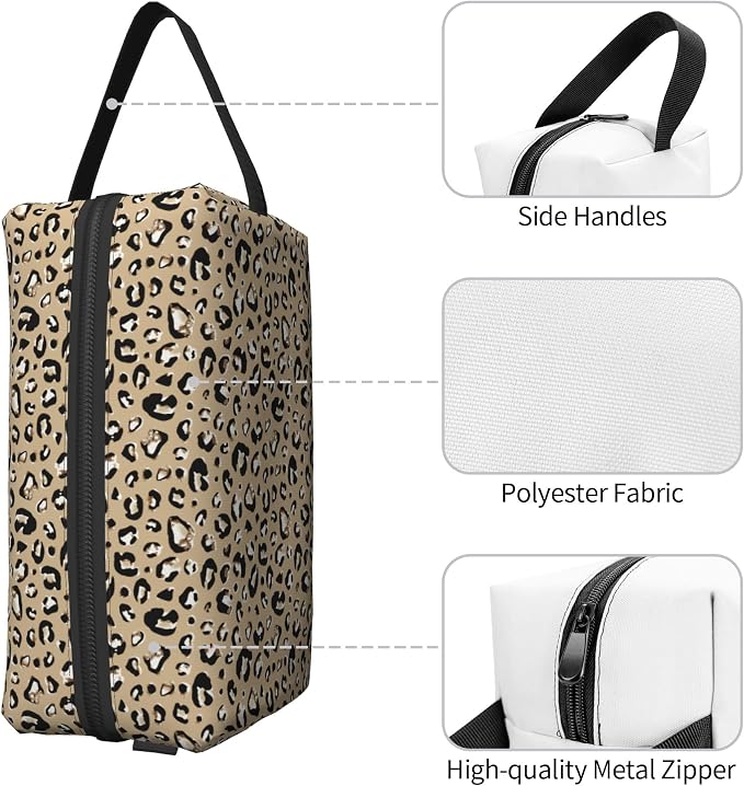 Leopard Print Makeup Bag - Durable 600D Oxford Fabric Travel Cosmetic Bag, Shockproof Foam Padded Toiletry Organizer for Gym & Daily Use 10x6.2x4.9 Inch - Image 3