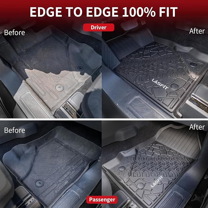 LASFIT Floor Mats for Ford Bronco Sport 2021-2025 2026 with a Carpet Floor | Custom Fit TPE All Weather Full Coverage Protector, 2 Rows Floor Liner for Bronco 2-Door, Durable Easy Clean Anti-Slip - Image 4