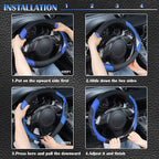 CAR PASS Line Rider Microfiber 14 Inch Leather Sporty Steering Wheel Cover Universal Fits for Truck,SUV,Cars, Anti-Slip Safety Comfortable Desgin (Black-Blue) - Image 5