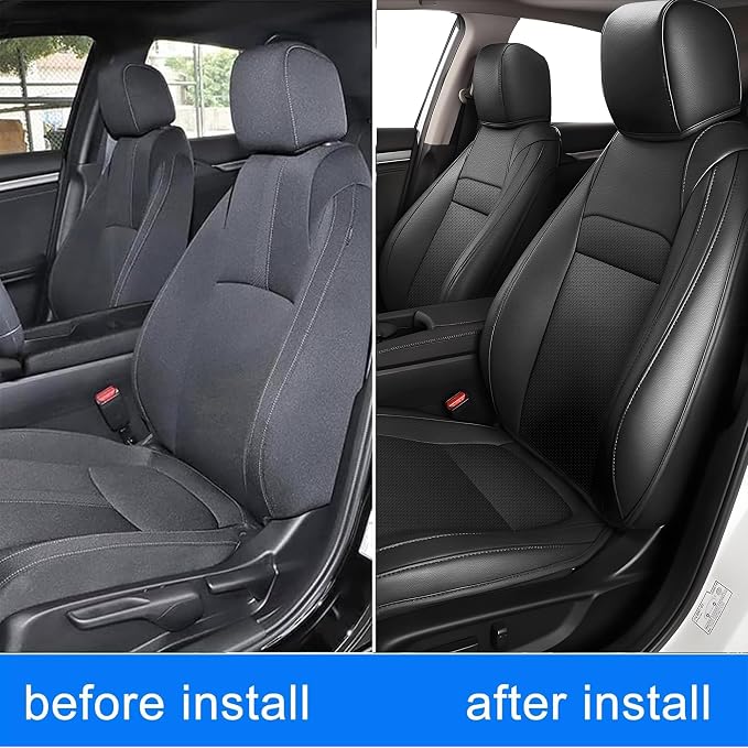 Seat Covers for Honda Civic Hatchback 2022-2024 Full Set Black | Custom Fit Sport LX & Hatchback Hybrid Sport Seat Covers, Water Resistant Faux Leather, Pet friendly, Anti-scratch - Image 8