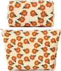 SOIDRAM 2 Pieces Flower Makeup Bag Large Corduroy Cosmetic Bag Capacity Canvas Mix Travel Toiletry Bag Organizer Cute Makeup Brushes Aesthetic Accessories Storage Bag for Women, Flower Mix Orange by SOIDRAM