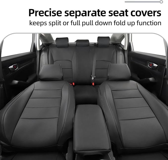 Lolcar Custom Fit Civic Seat Cover Full Set for Honda Civic 4 Door Sedan-Only (2022 2023 2024 EX)&(2025-2026 Sport),5-Seats Full Set,Leather Seat Protector (Black) - Image 8
