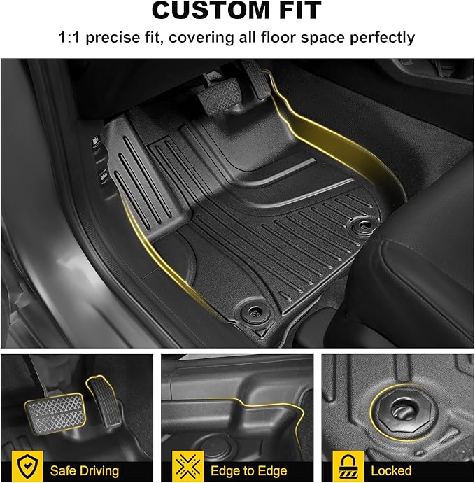 Full Set Floor Mats for Honda HRV 2016-2022 | All Weather TPE Custom Fit HR-V Floor Liners 1st & 2nd Row & Seat Back Mat & Cargo Mat - Image 5
