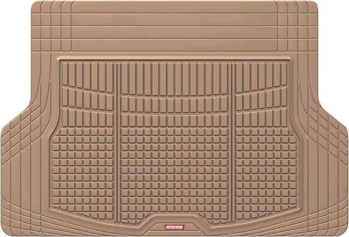 Motor Trend FlexTough Rear Cargo Mat – Heavy-Duty Trimmable Car Trunk Mat for Back of SUV, Universal Rear Cargo Liner for SUV, Flexible Trunk Liner, Automotive Floor Mats & Cargo Liners (Beige) by MotorTrend