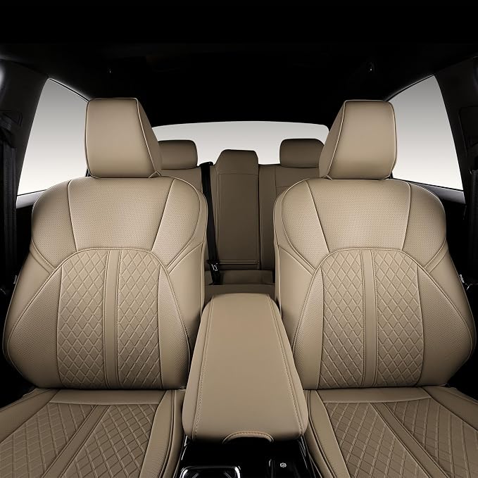 Custom Fit Camry Seat Covers for 2025 2026 Toyota Camry XLE XSE - Beige | Waterproof Faux Leather Full Coverage, Car Seat Protectors Full Set with Armrest Covers, Airbag Compatible - Image 3